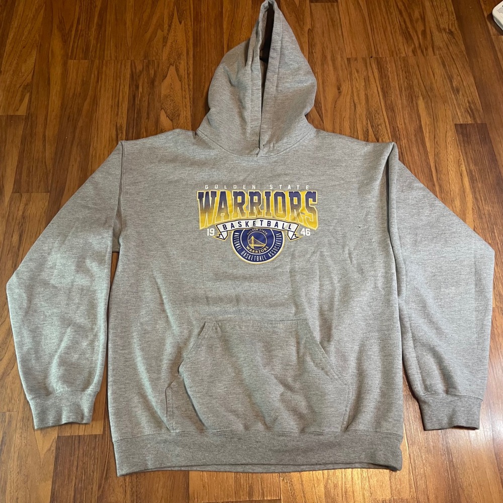 NBA Golden State Warriors Hoodie Mens XL Gray Graphic Basketball Sweatshirt